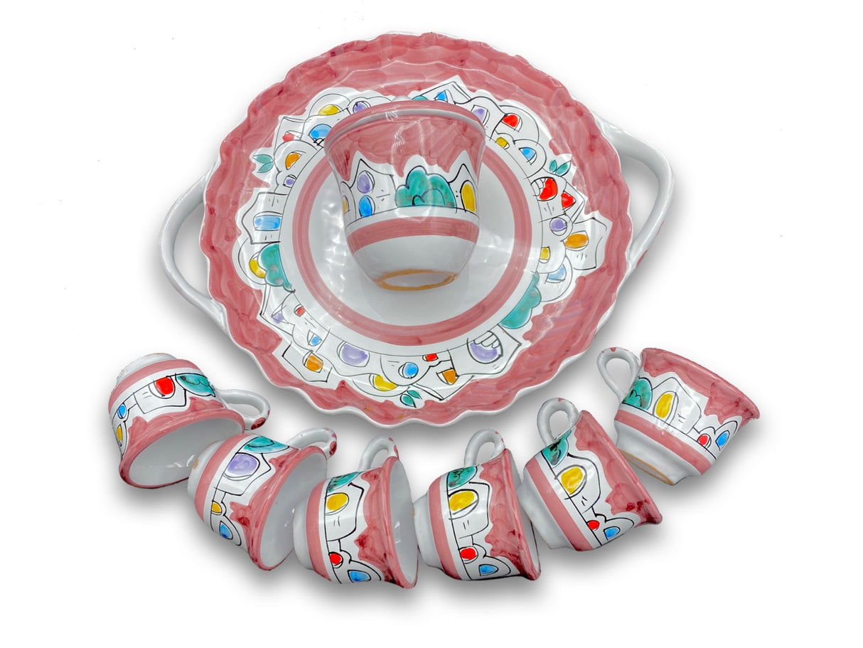 Servizio caffè per 6 con zuccheriera in ceramica di Vietri