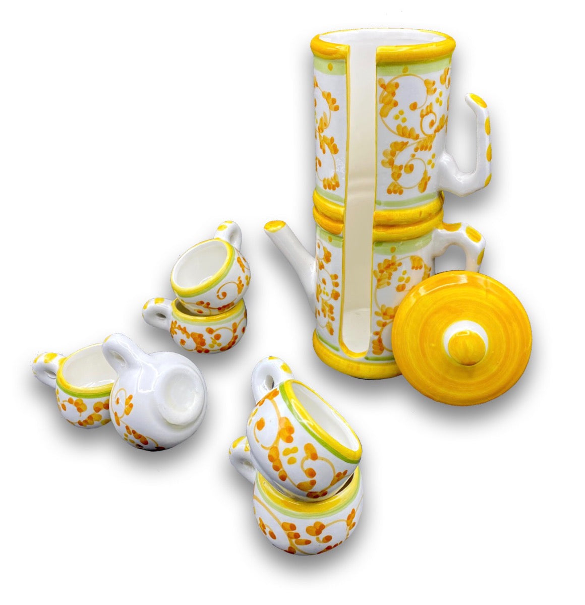 Servizio caffè per 6 in Napoletana in ceramica di Vietri