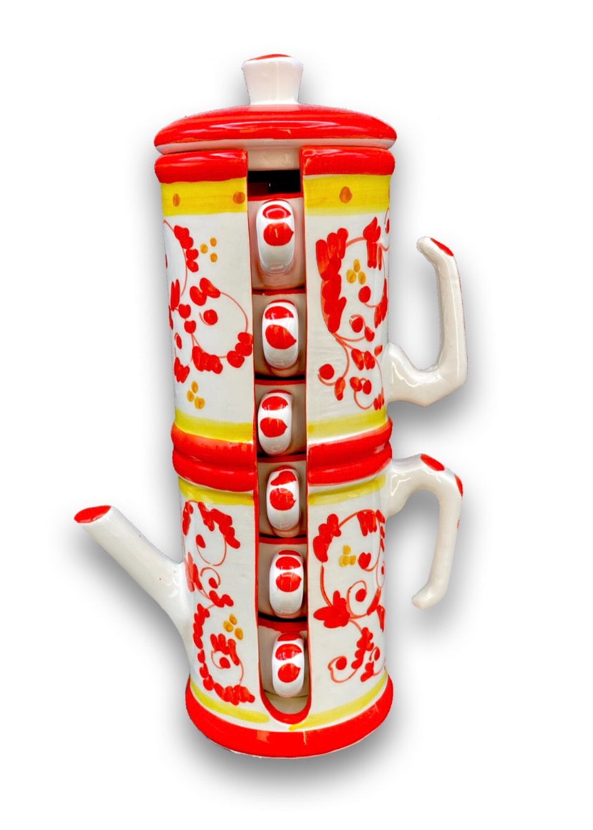 Servizio caffè per 6 in Napoletana in ceramica di Vietri