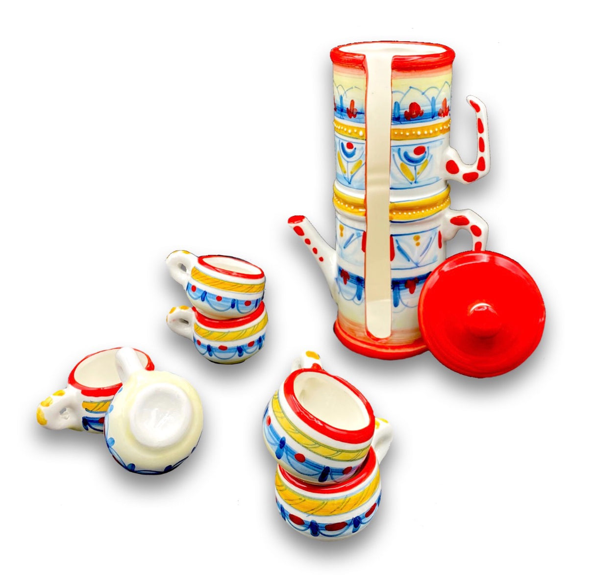 Servizio caffè per 6 in Napoletana in ceramica di Vietri