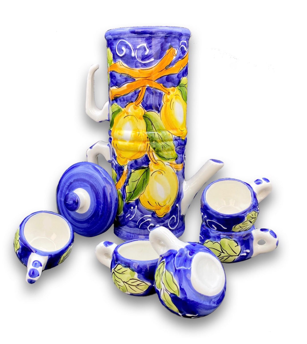 Servizio caffè per 6 in Napoletana in ceramica di Vietri