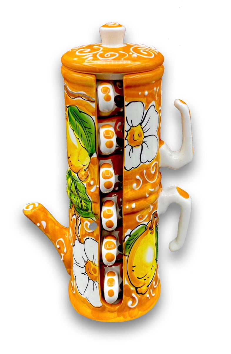 Servizio caffè per 6 in Napoletana in ceramica di Vietri