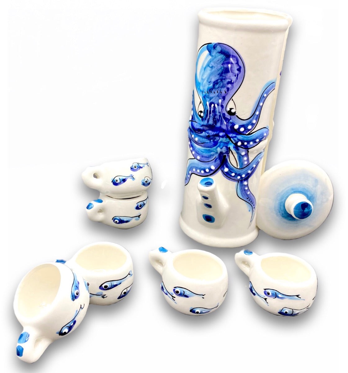 Servizio Caffè X 6 in Napoletana in ceramica vietrese MARE MAGNUM