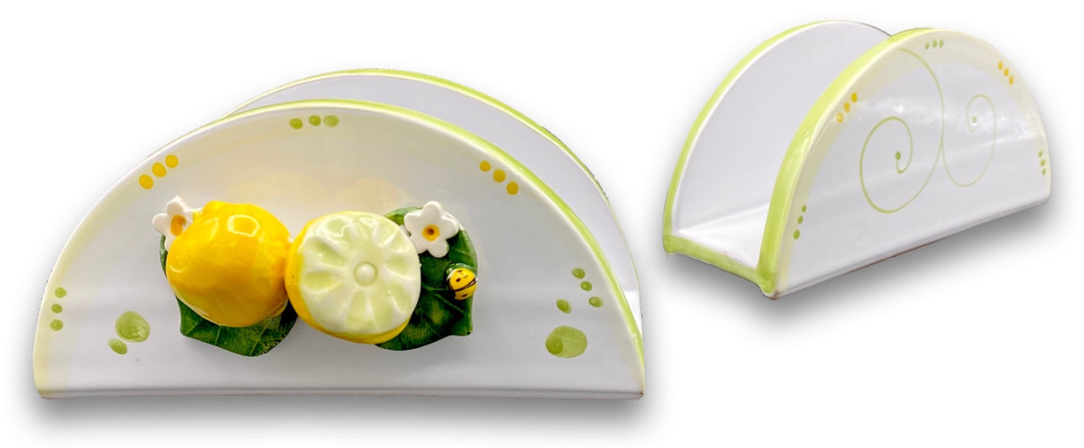 Porta tovaglioli mezza luna in ceramica di Vietri Linea Limoni