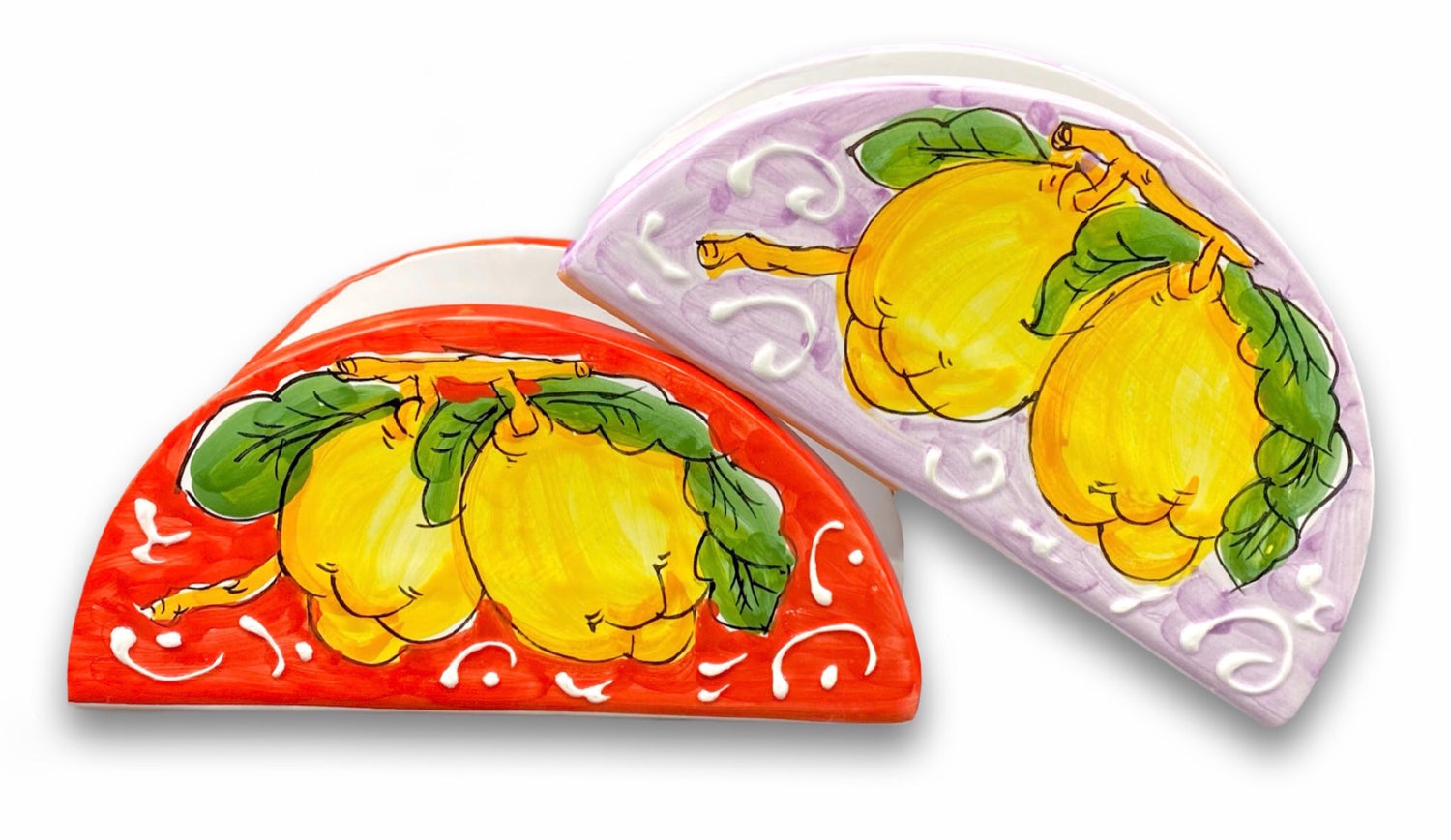 Porta tovaglioli a mezza luna in ceramica di Vietri