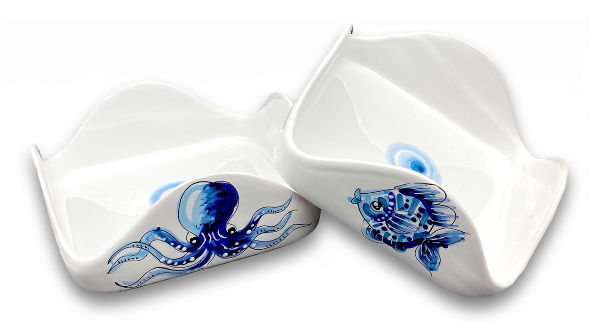 Porta Tovaglioli quadrato in ceramica vietrese MARE MAGNUM
