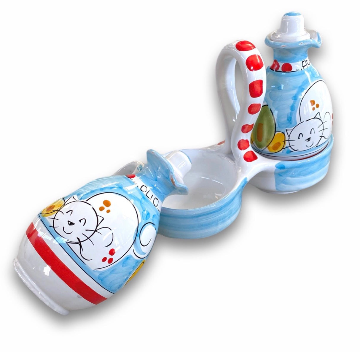 Servizio olio e aceto in coppe in ceramica di Vietri