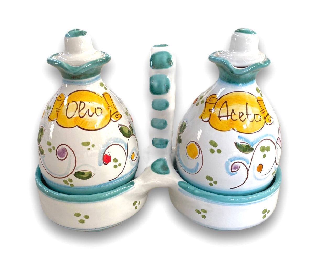 Servizio olio e aceto in coppe in ceramica di Vietri