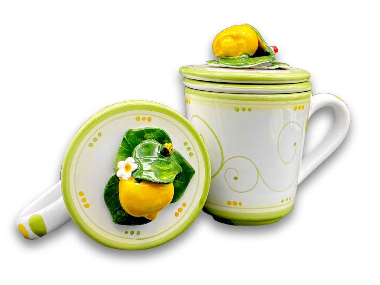 Tisaniera in ceramica vietrese APPLICAZIONE LIMONI