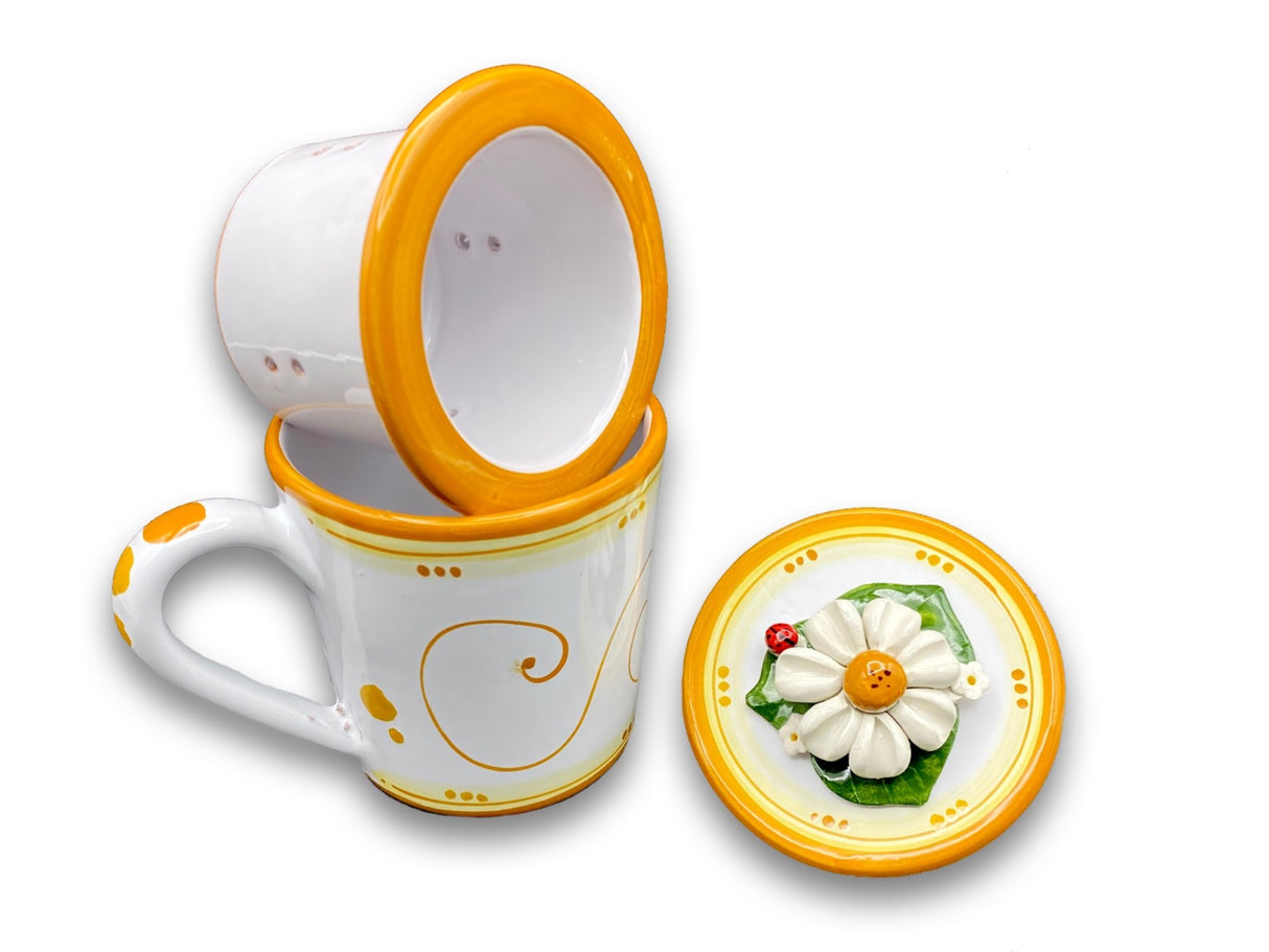 Tisaniera in ceramica di Vietri linea Margherite