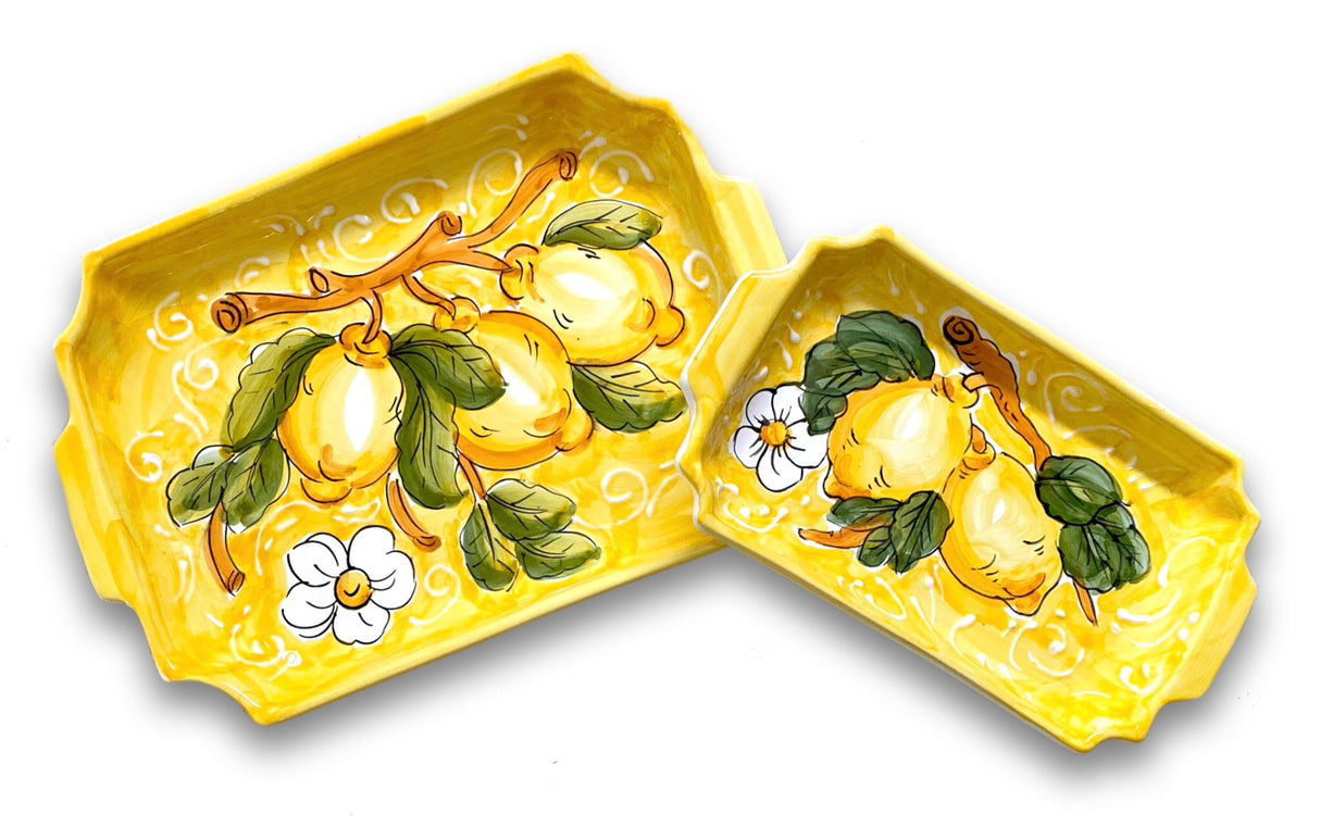 Vassoio rettangolare con angoli smussati in ceramica di Vietri