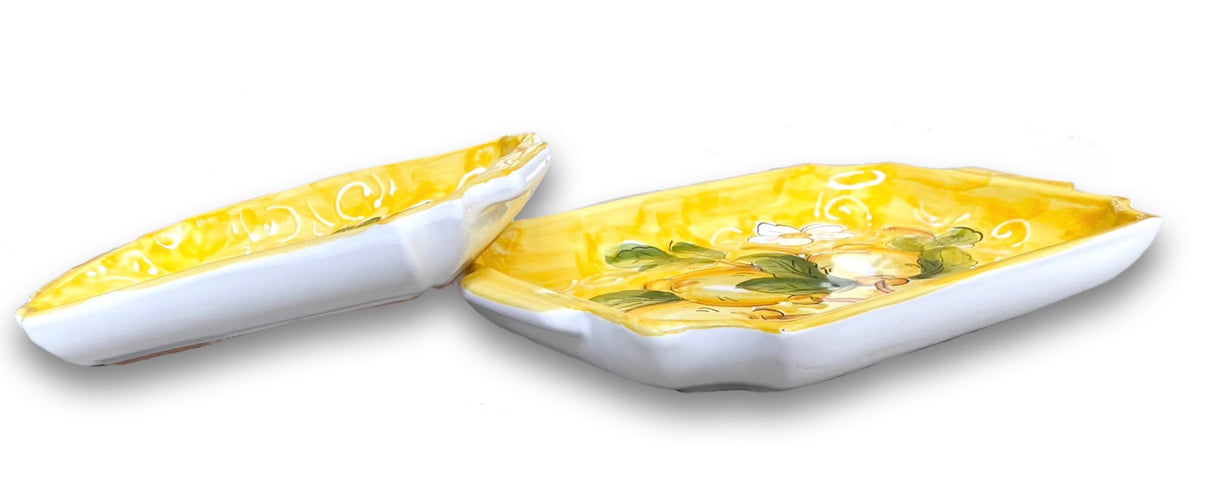 Vassoio rettangolare con angoli smussati in ceramica di Vietri