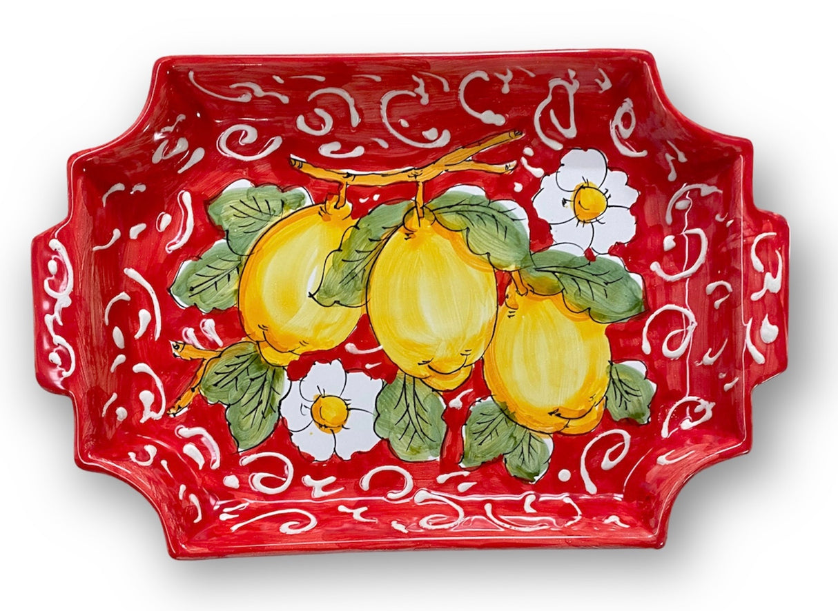 Vassoio rettangolare con angoli smussati in ceramica di Vietri