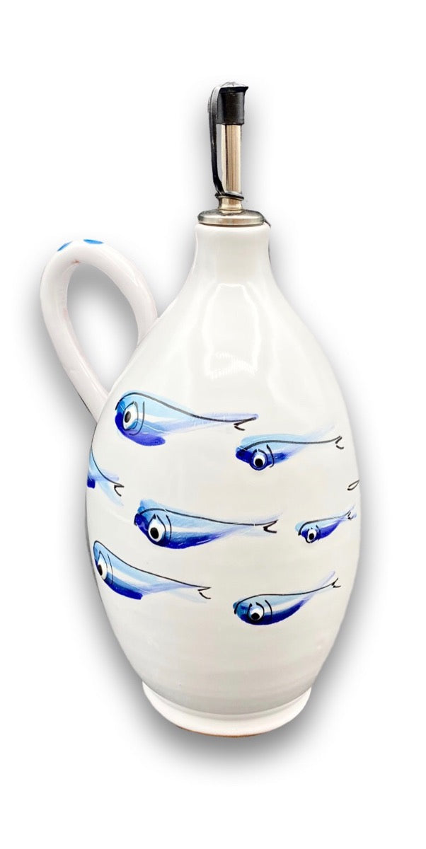 Oliera in ceramica di Vietri con dosatore in acciaio MARE MAGNUM