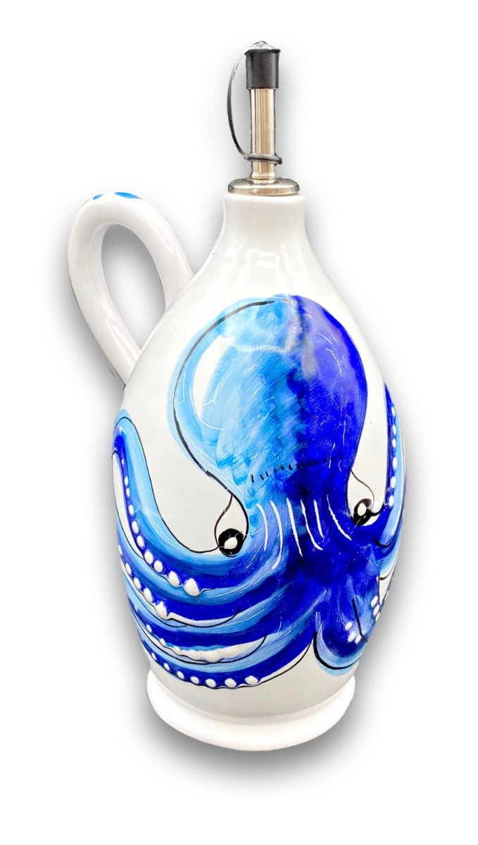 Oliera in ceramica di Vietri con dosatore in acciaio MARE MAGNUM