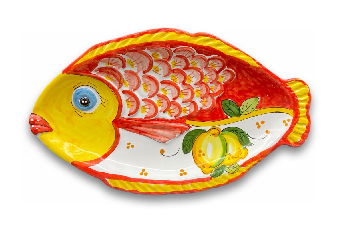 Piatto pesce con squame in ceramica di Vietri