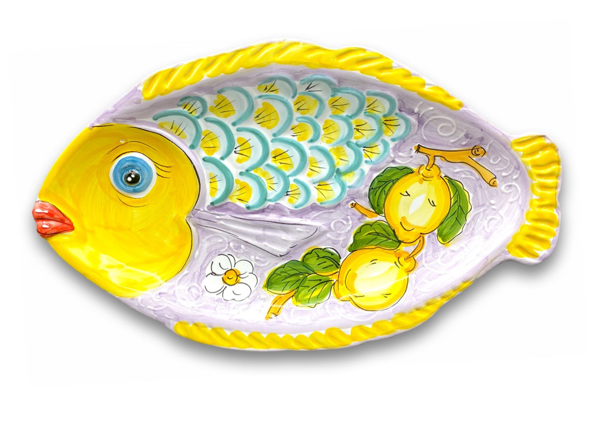 Piatto pesce con squame in ceramica di Vietri
