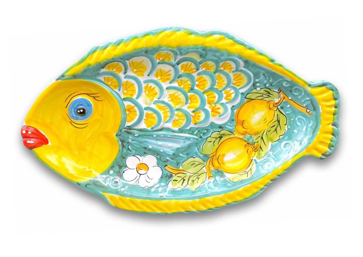 Piatto pesce con squame in ceramica di Vietri