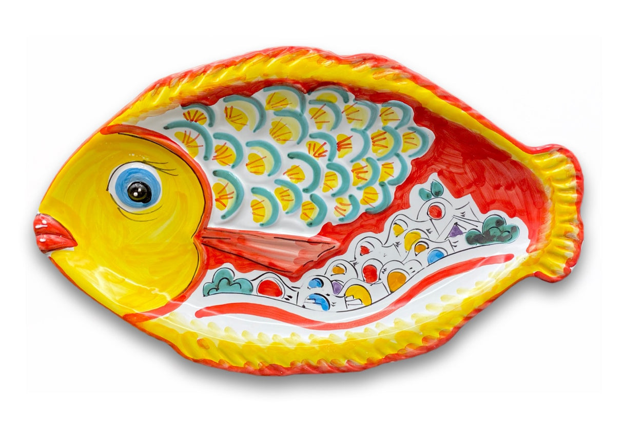 Piatto pesce con squame in ceramica di Vietri