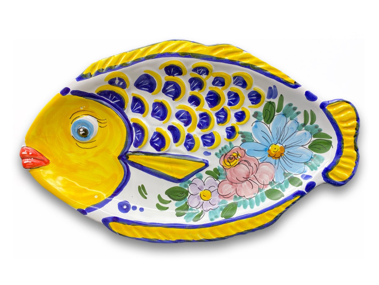 Piatto pesce con squame in ceramica di Vietri