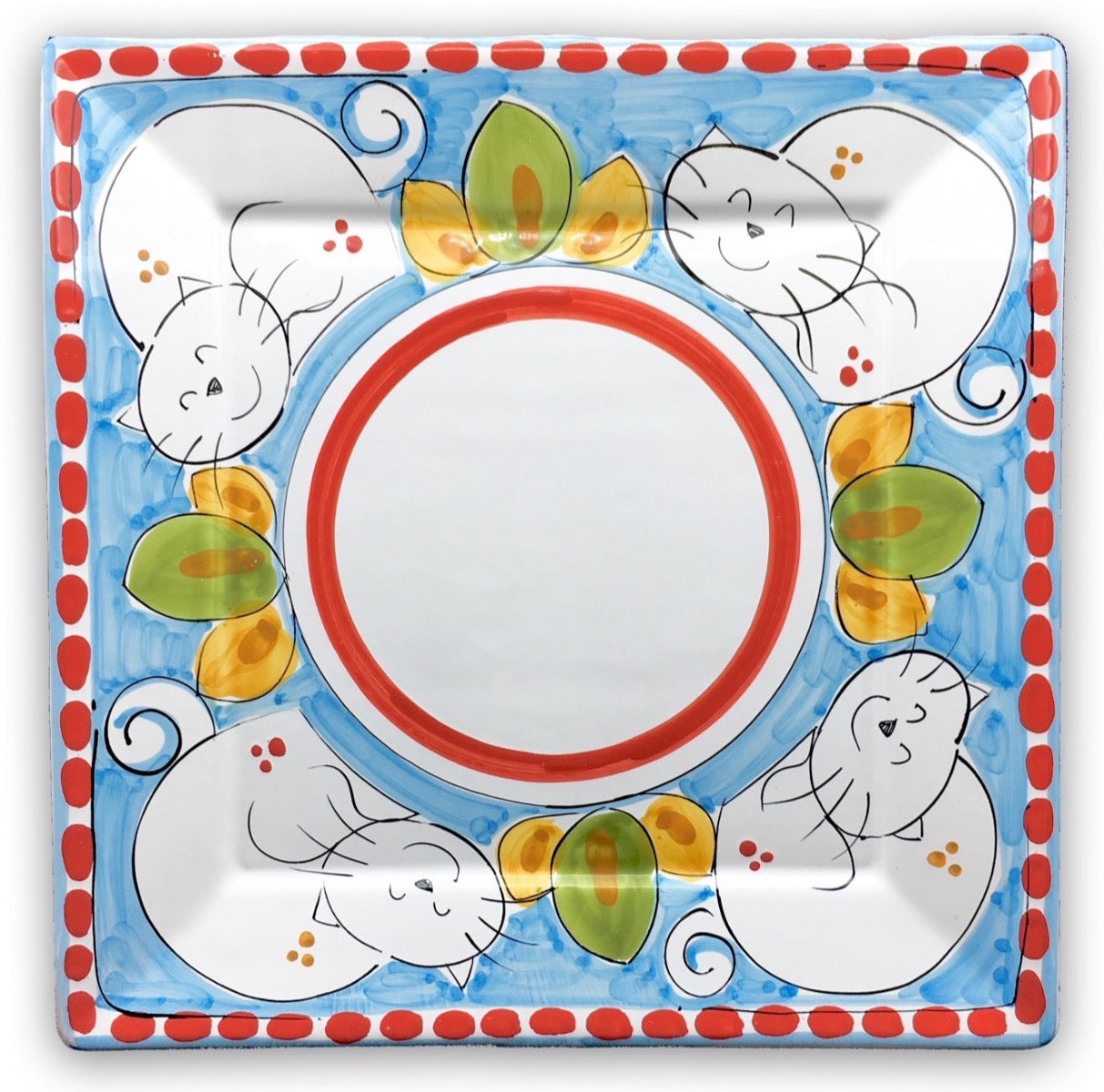 Piatto quadrato in ceramica vietrese DECORO GATTO NEW
