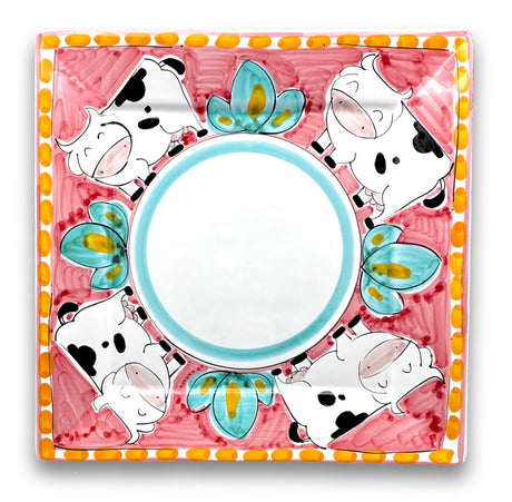 Piatto Quadrato in ceramica vietrese DECORO MUCCA NEW