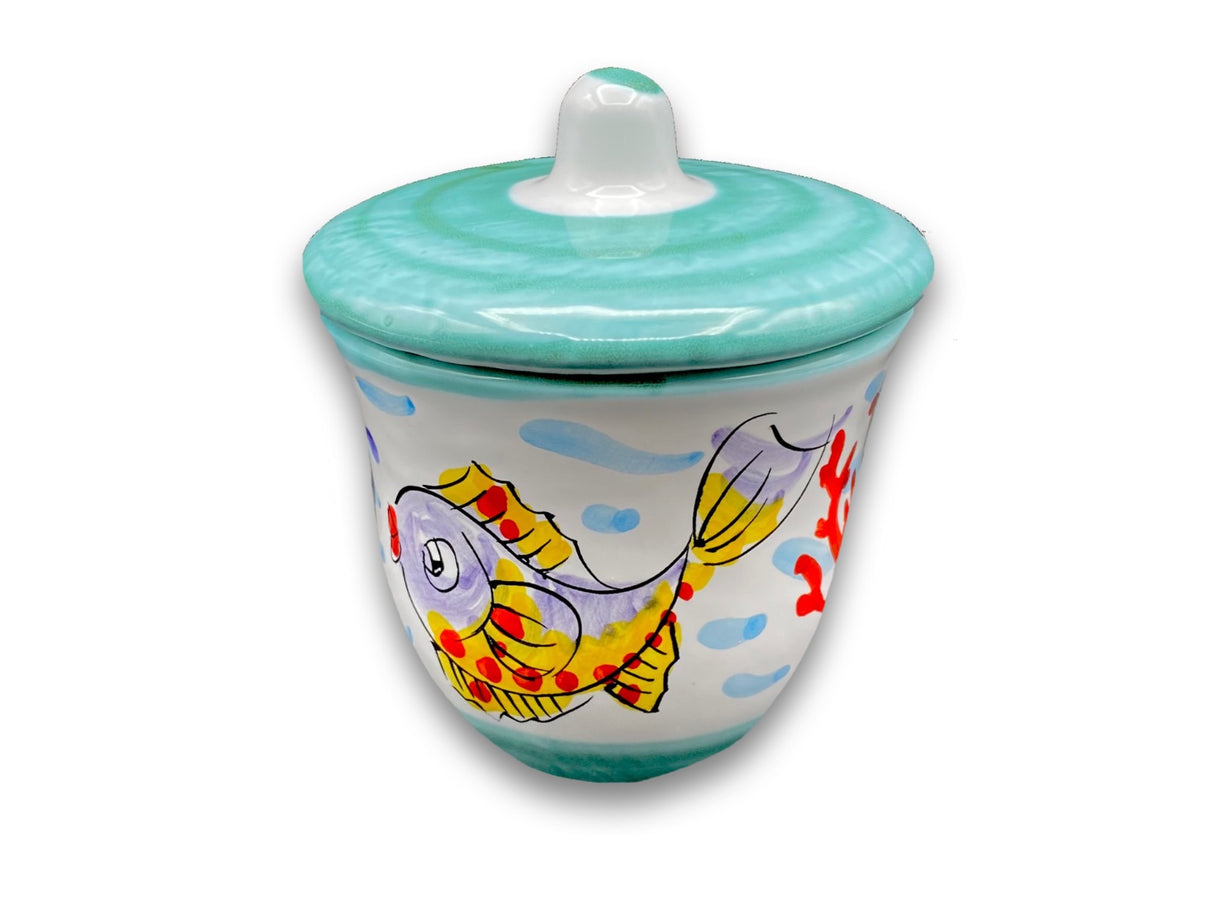 Zuccheriera svasata in ceramica di Vietri