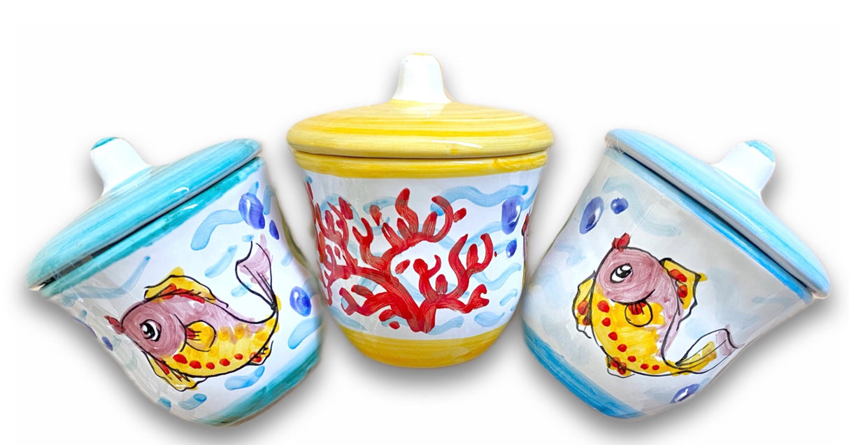 Zuccheriera svasata in ceramica di Vietri