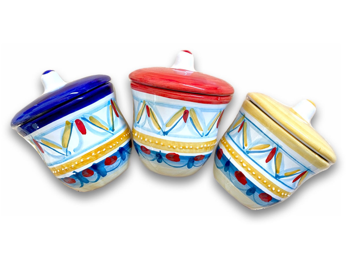 Zuccheriera svasata in ceramica di Vietri