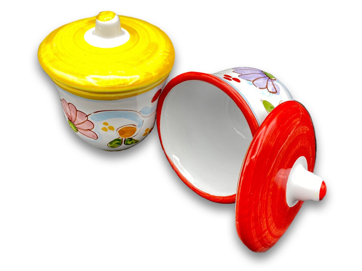 Zuccheriera svasata in ceramica di Vietri