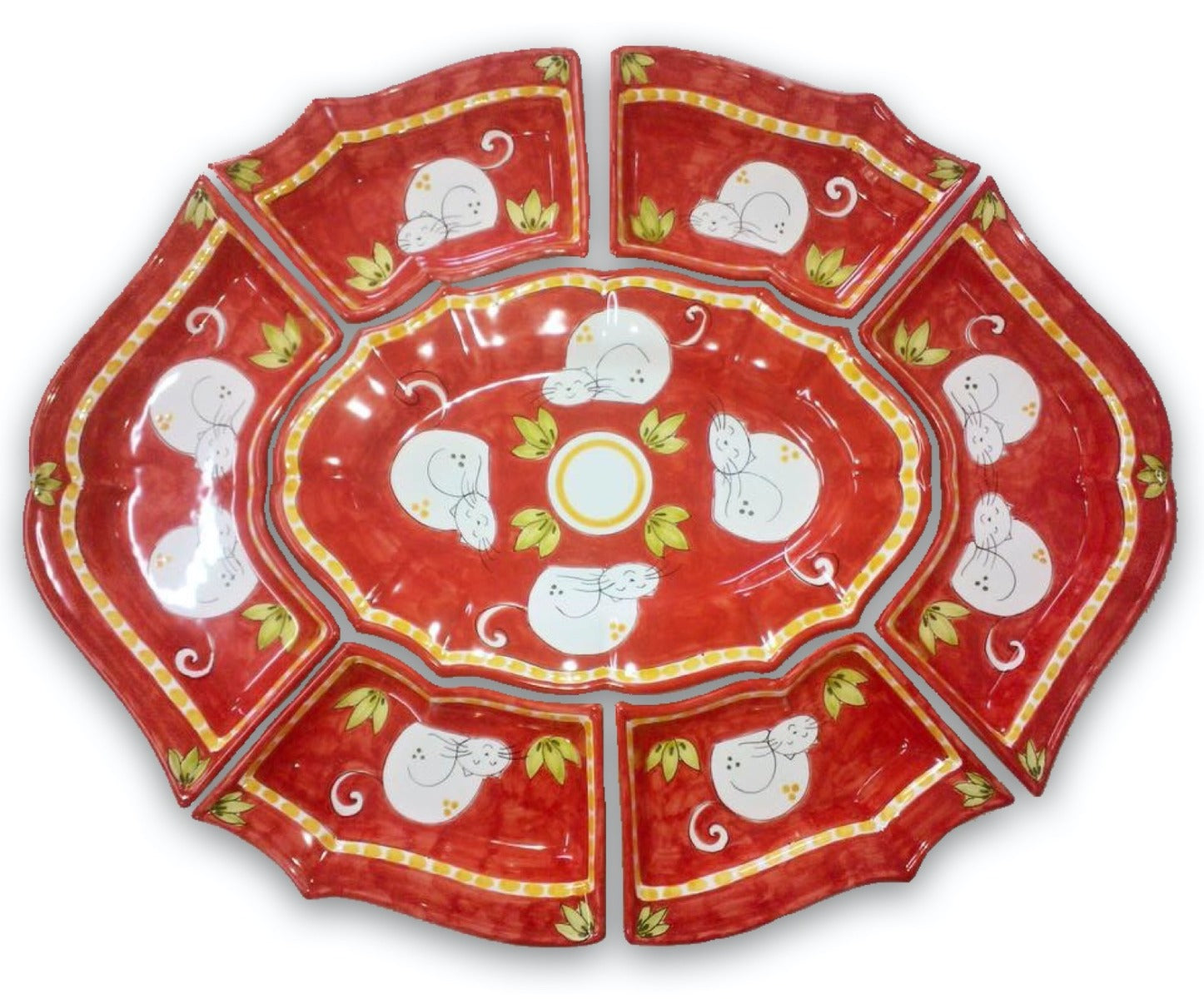 Antipastiera 7 pezzi in Ceramica Vietrese DECORI MISTI