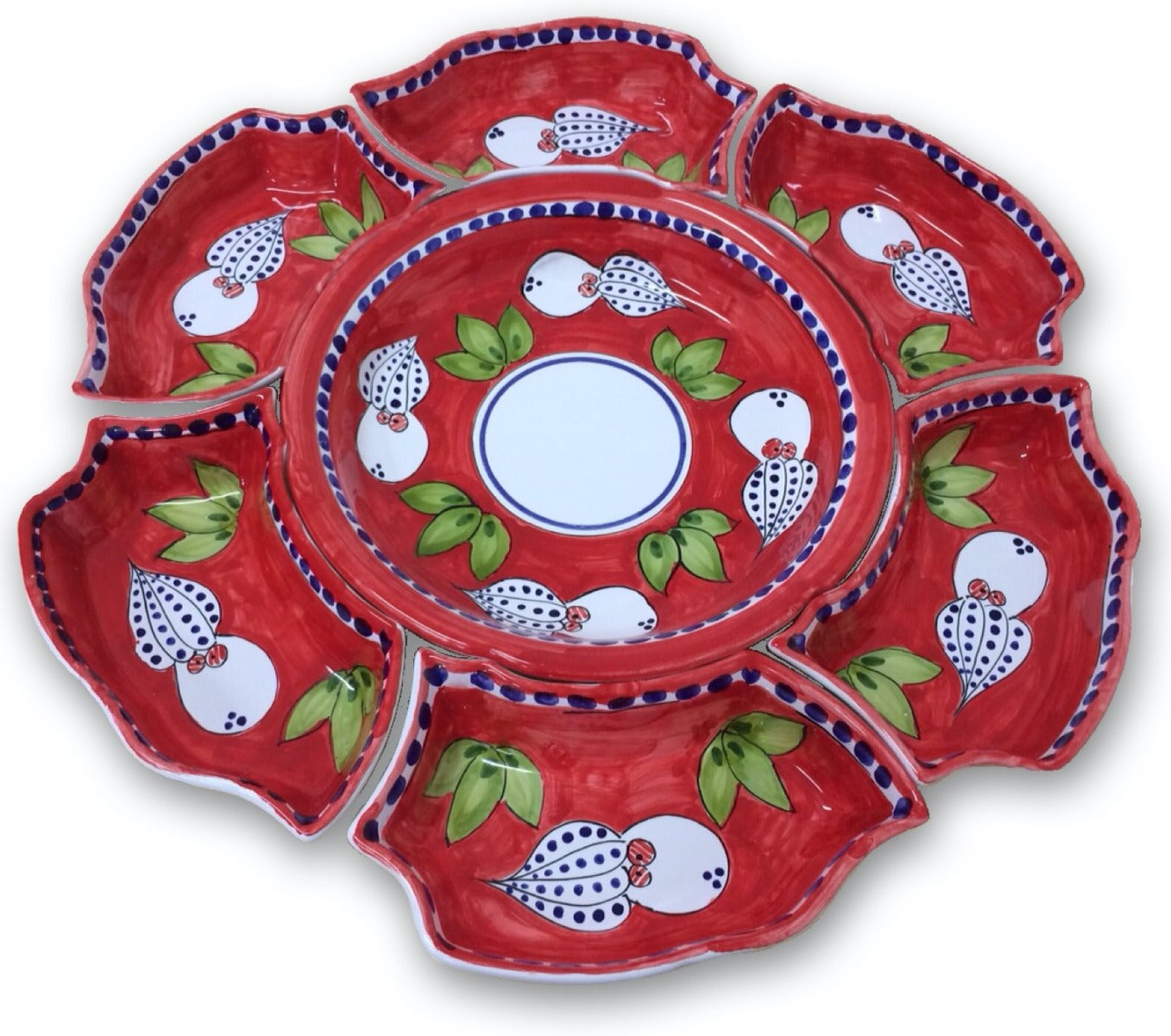 Antipastiera Fiore in Ceramica Vietrese DECORI MISTI