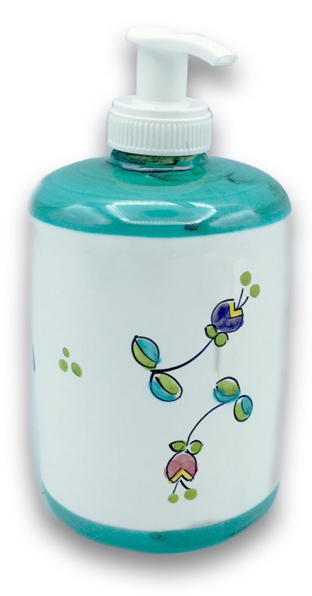 Dosatore sapone mani in ceramica vietrese DECORO CAMPANELLE