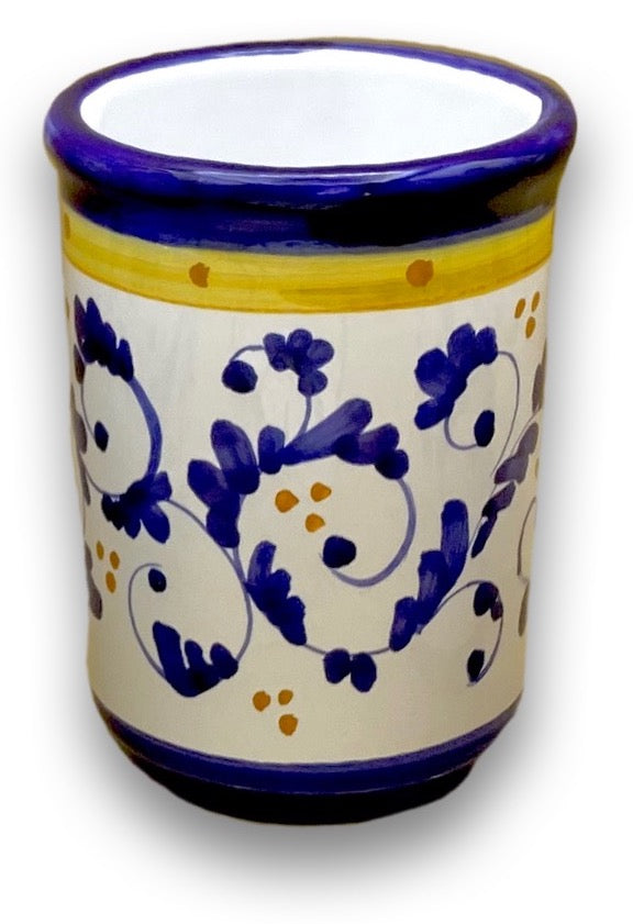Bicchiere porta spazzolini da denti in ceramica vietrese DECORO BAROCCHETTO