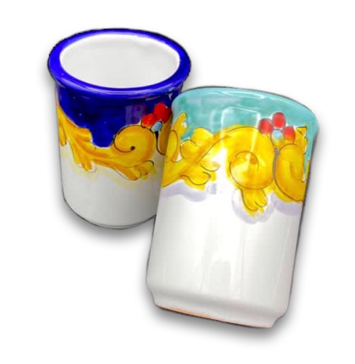 Bicchiere porta spazzolini da denti in ceramica vietrese DECORO BAROCCO