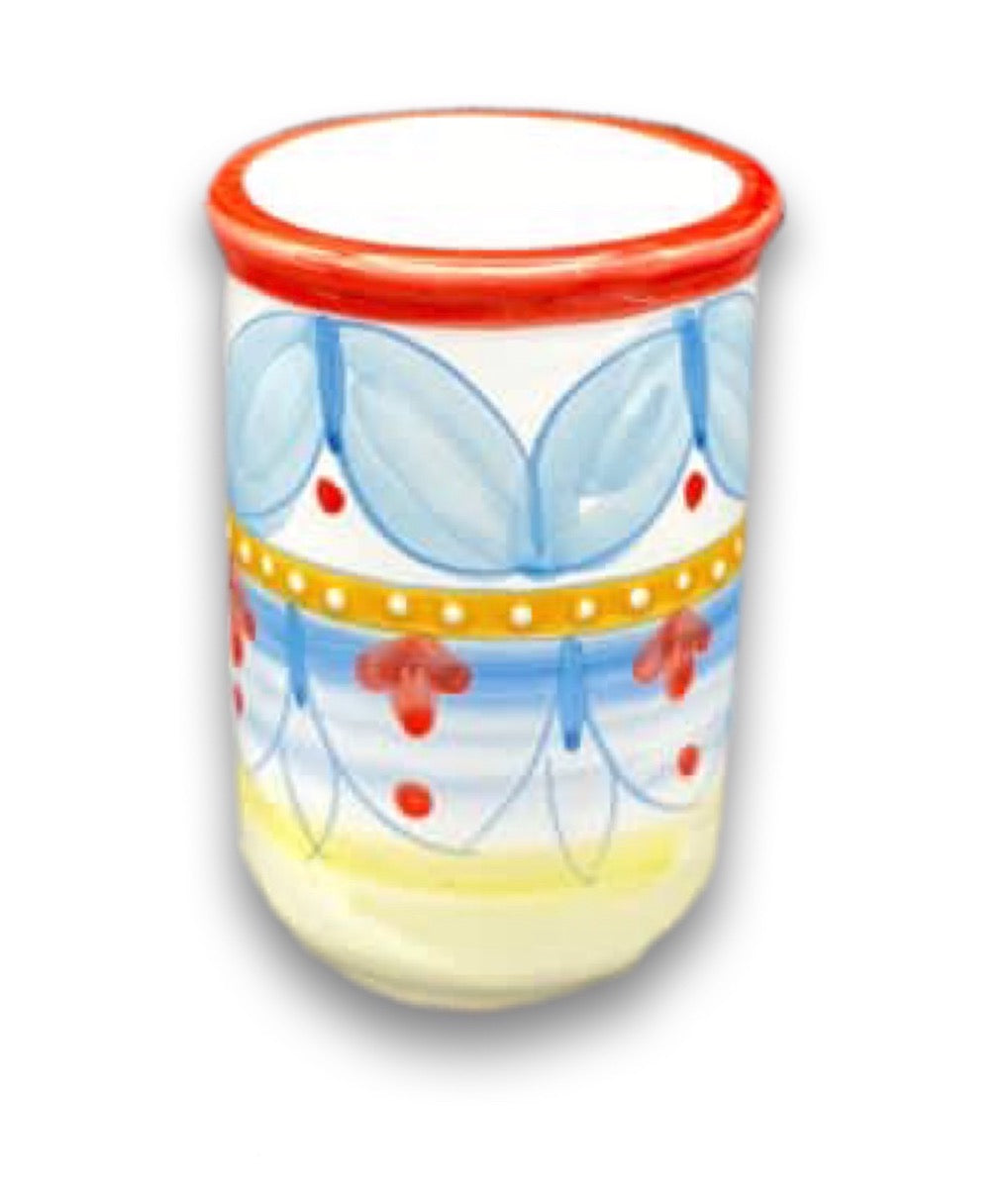 Bicchiere porta spazzolini in ceramica di Vietri Decoro Geometrico