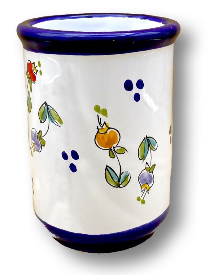 Bicchiere porta spazzolini da denti in ceramica vietrese DECORO CAMPANELLE