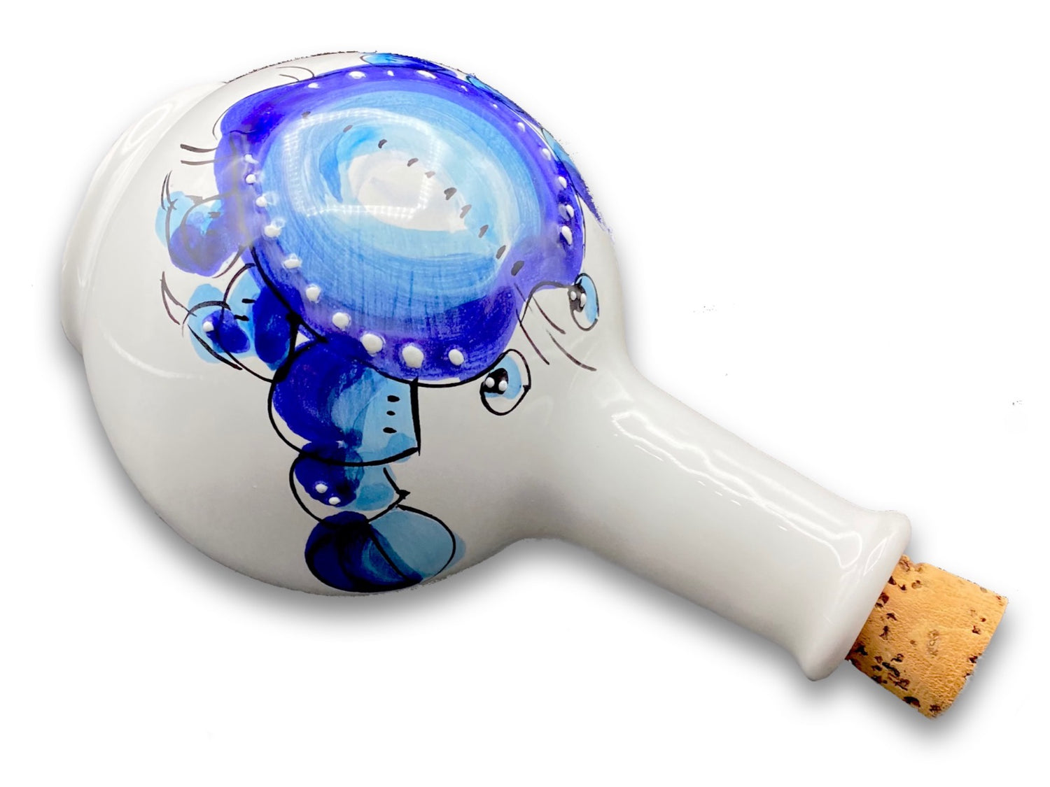 Bottiglia a palla con tappo in sughero in ceramica di Vietri Linea Mare Magnum