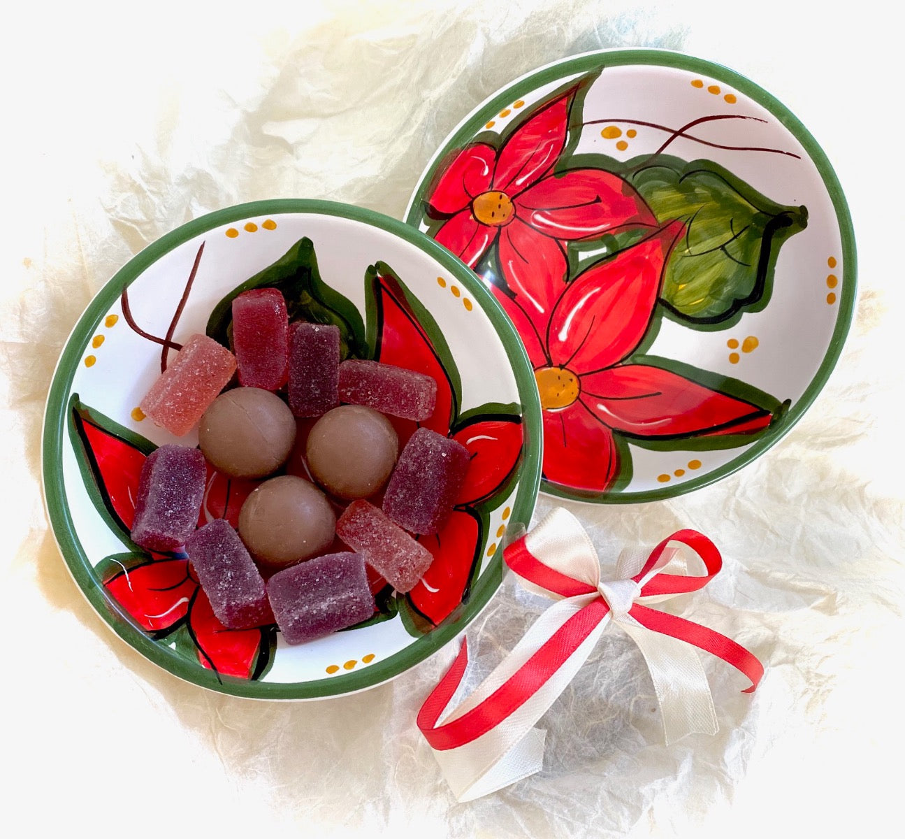 Coppetta Natale in Ceramica Vietrese decoro STELLA DI NATALE