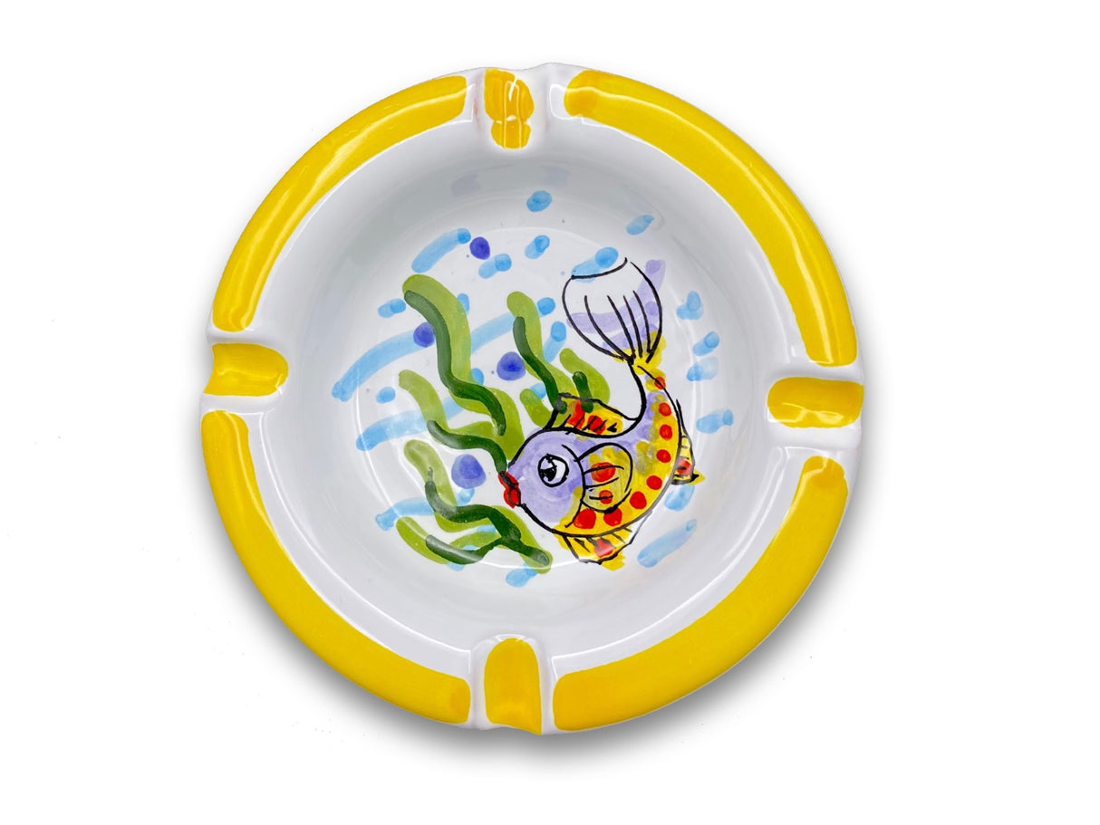 Posacenere rotondo in ceramica di Vietri 