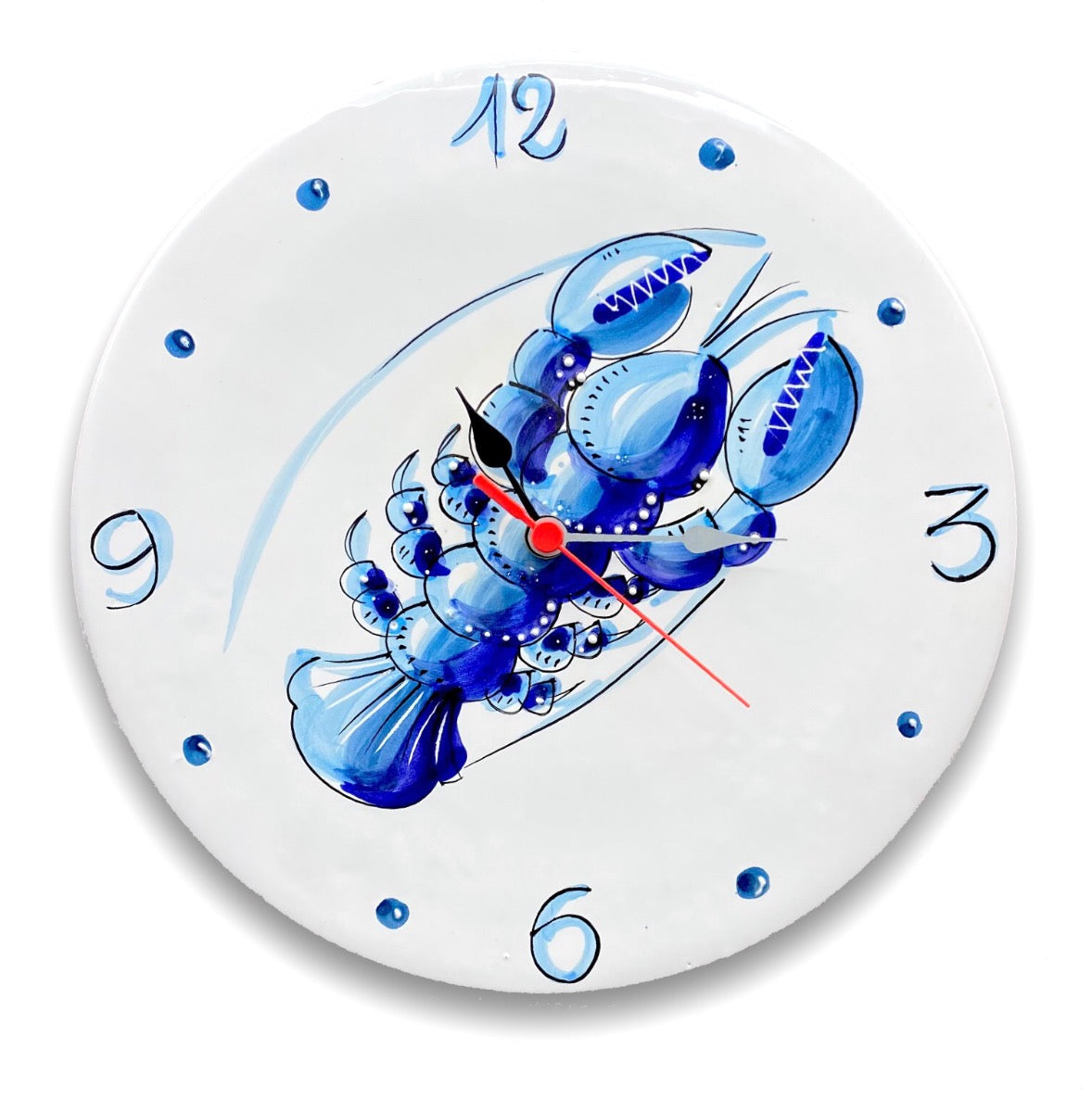 Orologio a disco in ceramica di Vietri Linea Mare Magnum 
