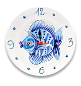 Orologio a disco in ceramica di Vietri Linea Mare Magnum 
