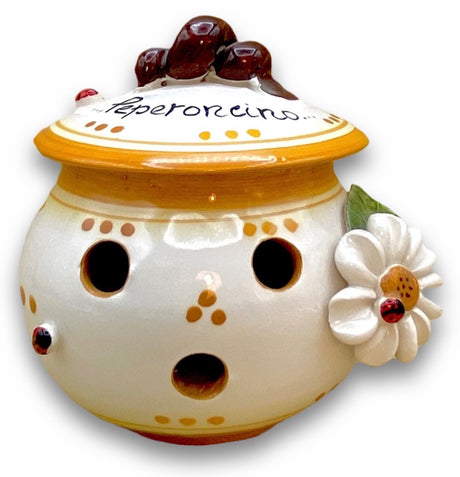 Porta peperoncini forato in ceramica di Vietri APPLICAZIONE MARGHERITE