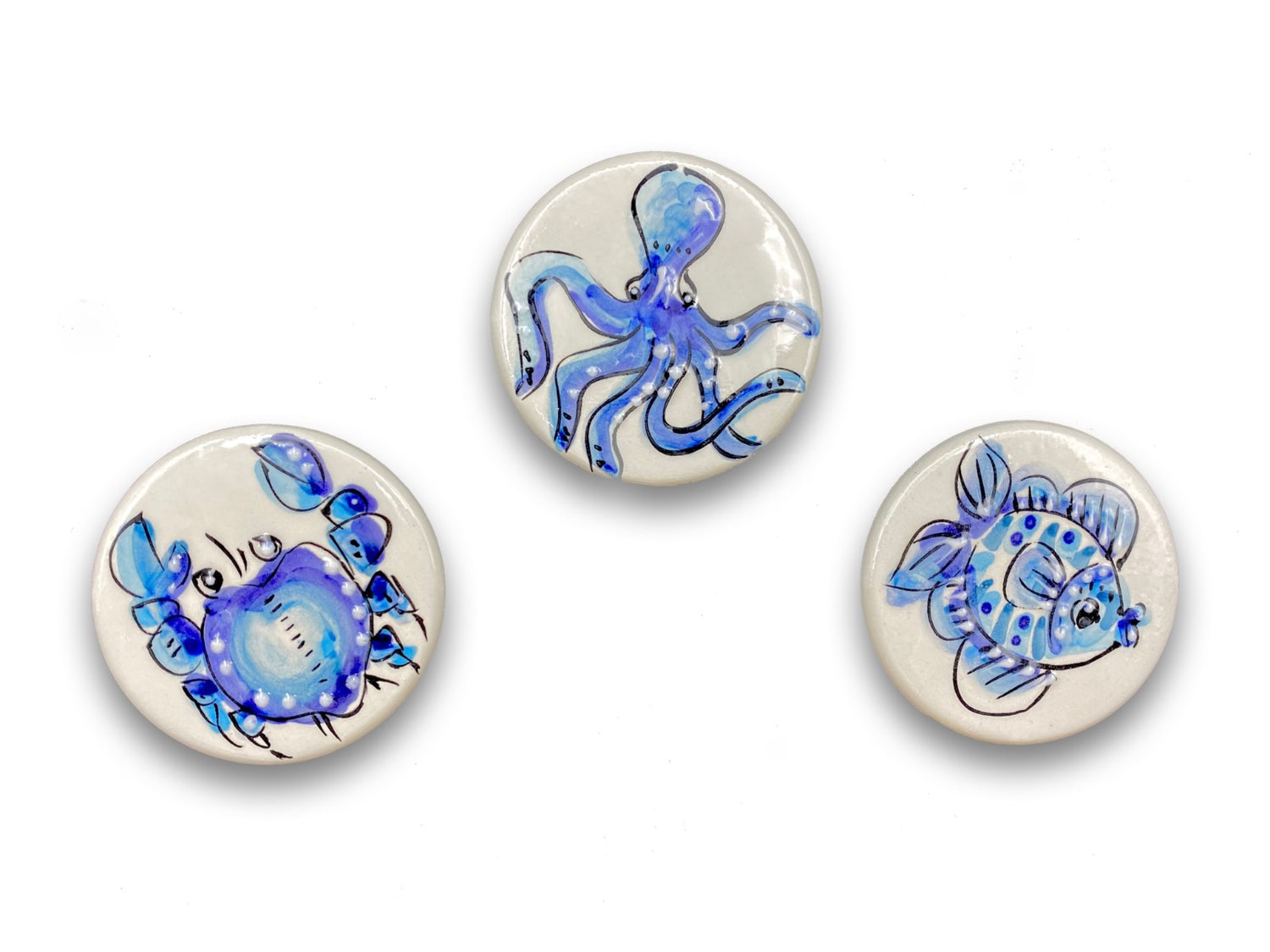 Dischetto calamita in ceramica di Vietri Linea Mare