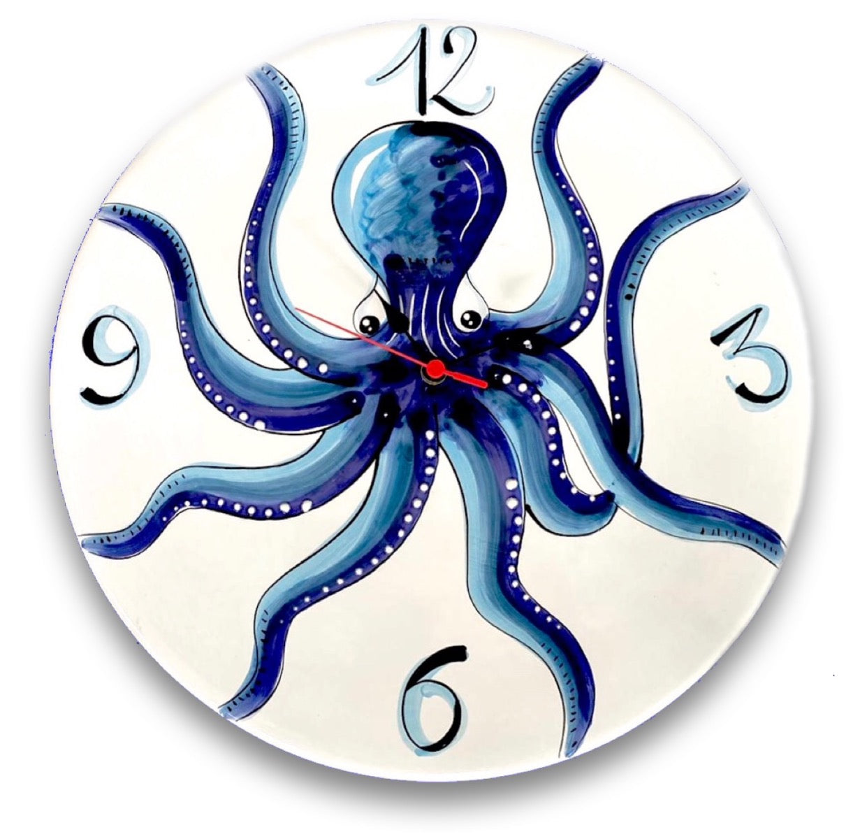 Orologio a disco in ceramica di Vietri Linea Mare Magnum 