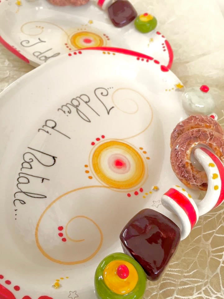 Ovalina Natale per dolci in ceramica di Vietri 