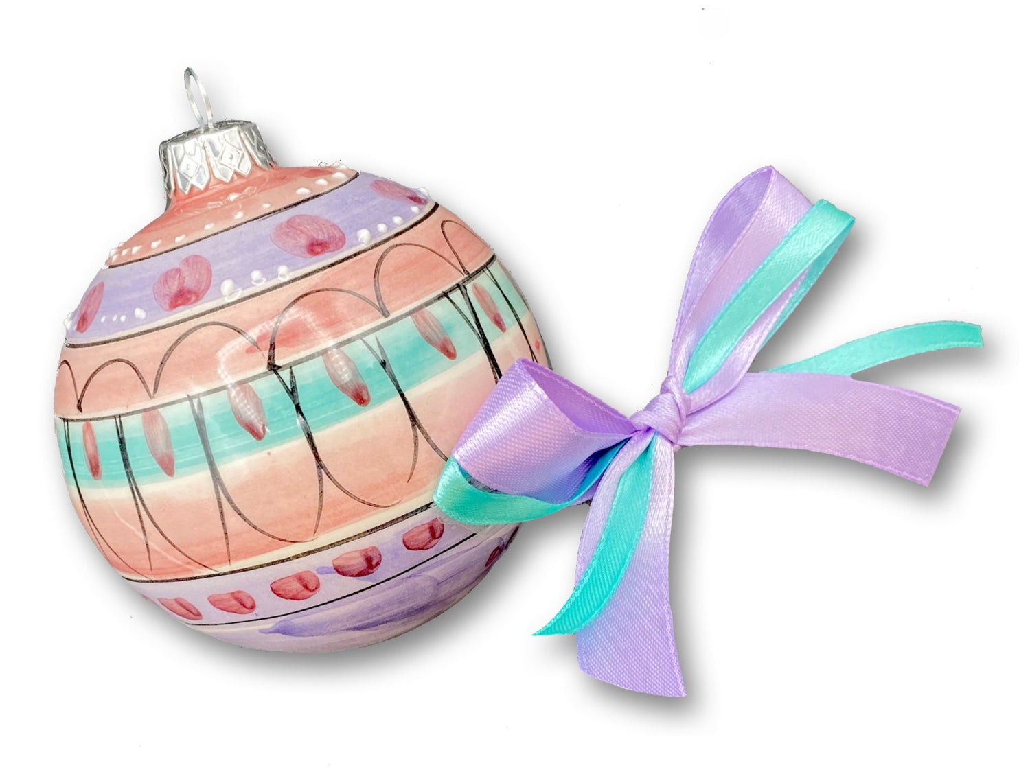 Pallina Natale decoro geometrico in ceramica di Vietri