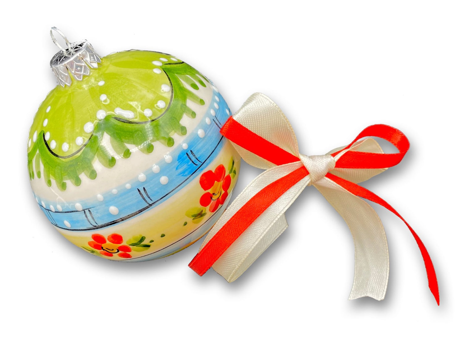 Pallina Natale decoro geometrico in ceramica di Vietri