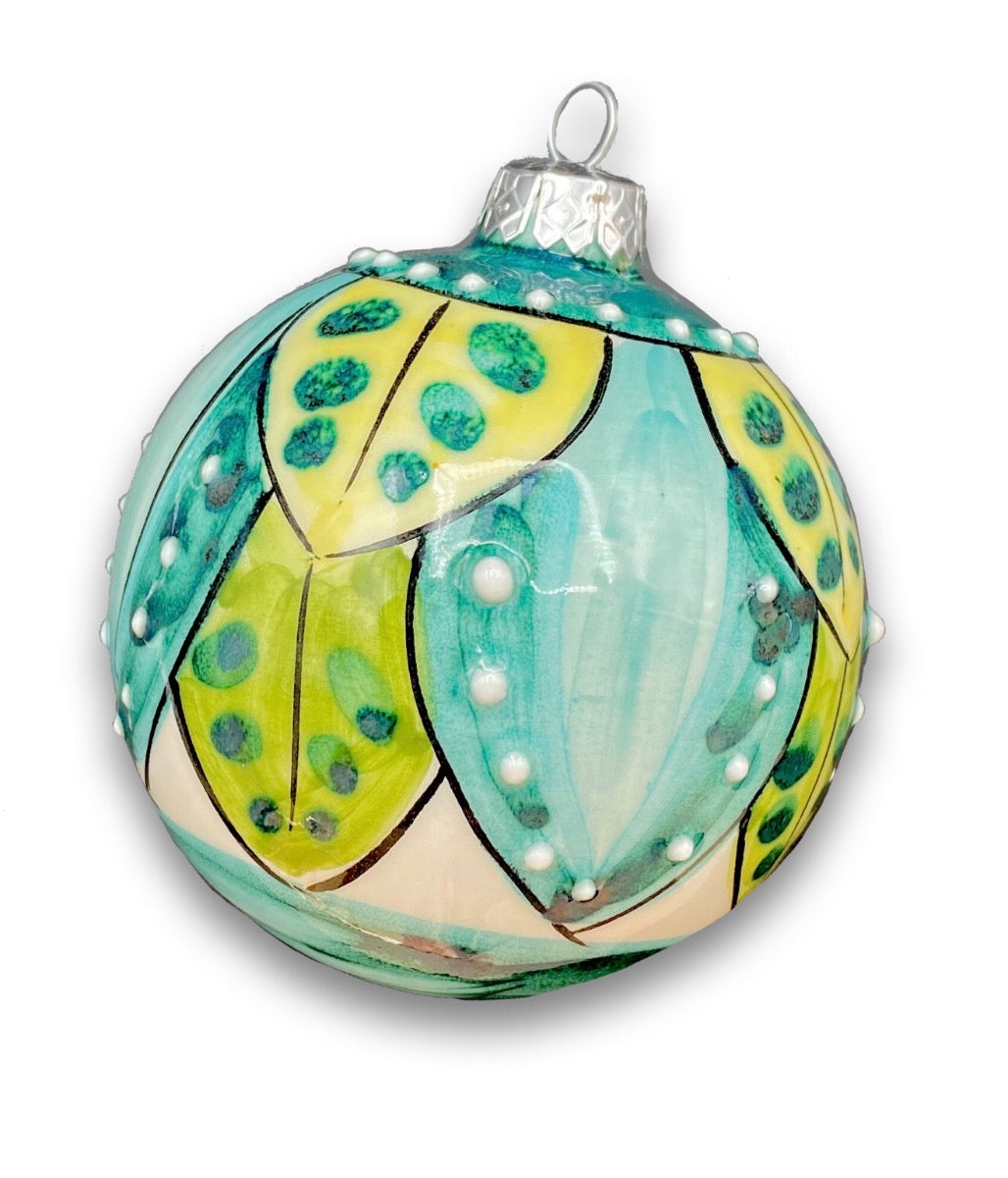 Pallina Natale decoro geometrico in ceramica di Vietri