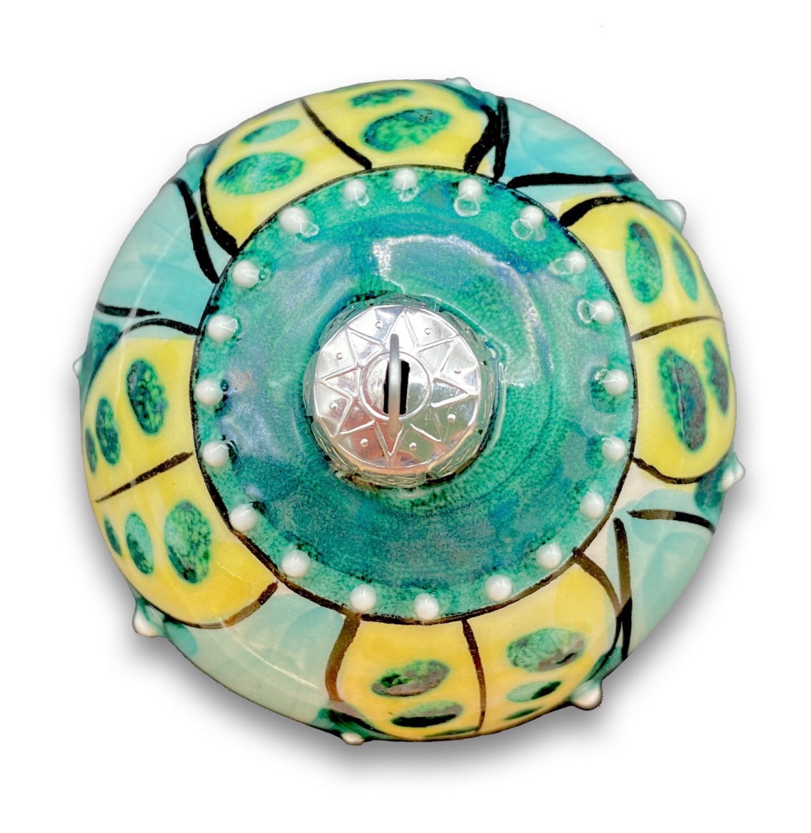 Pallina Natale decoro geometrico in ceramica di Vietri